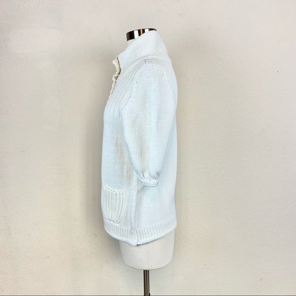 Express White Button Down Knit Sweater - Picture 2 of 9